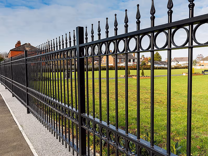 Black ornamental railings 1.5m high