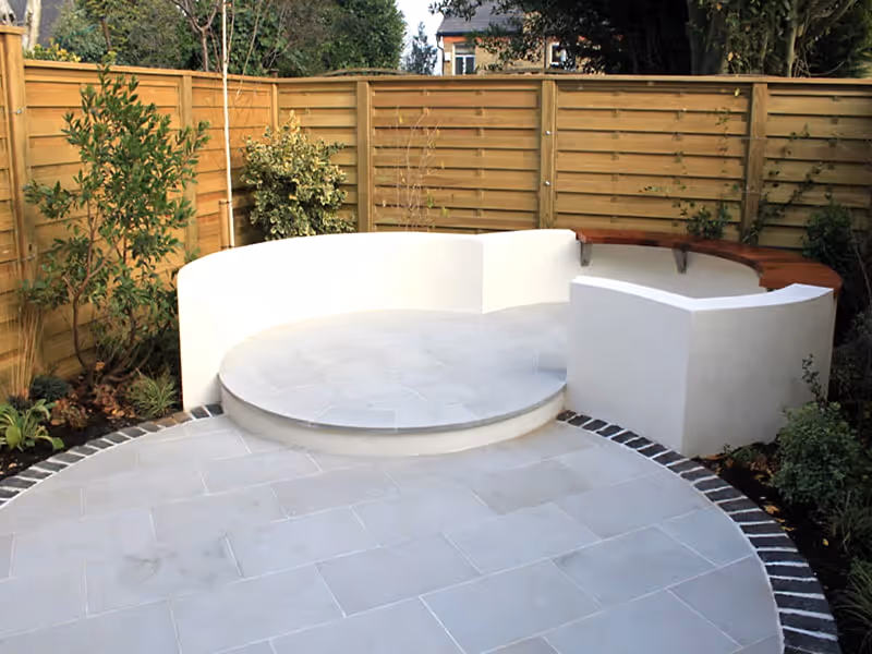 Contemporary horizontal slatted fence panels
