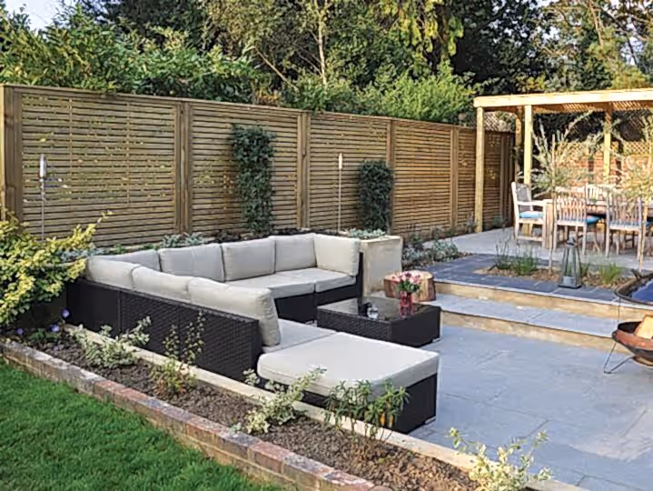 Quality timber slatted fence panel