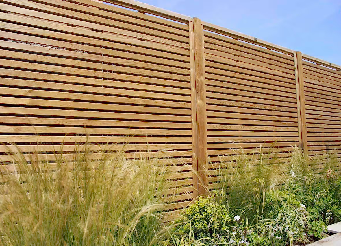 Venetian fencing situated in a garden