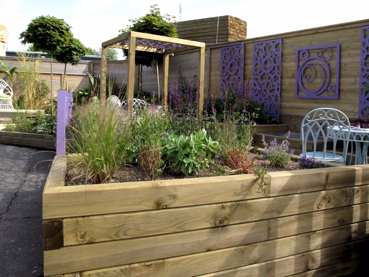 raised bed with landscape timber