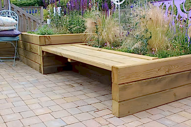 Timber sleepers garden seating
