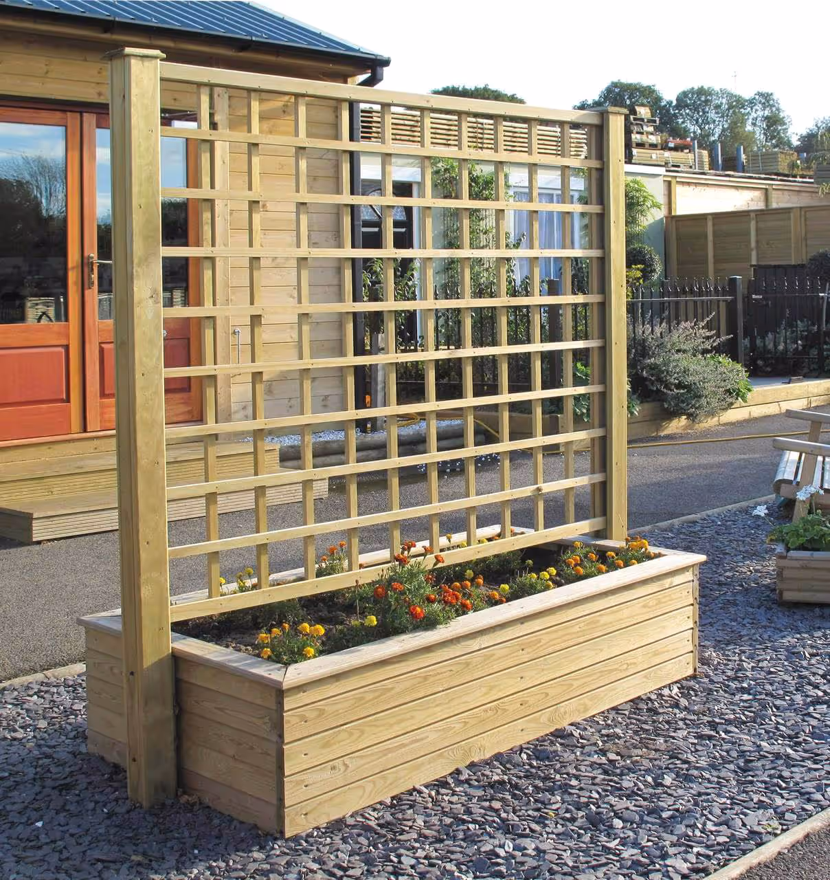 raised bed with trellis