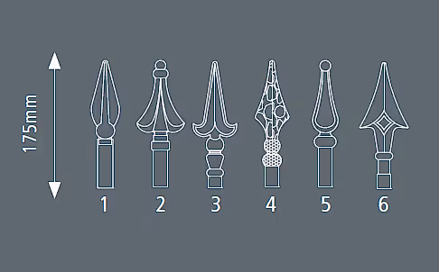 Metal railings finials