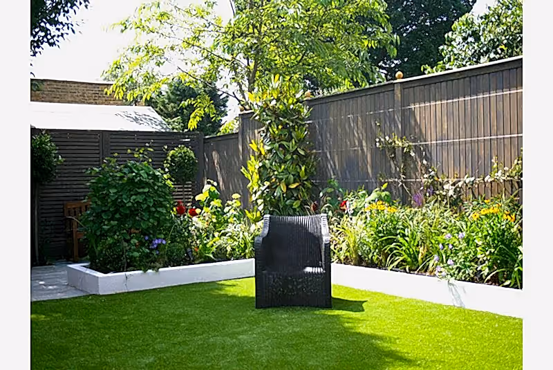 Tongue and Groove Fence Panels in garden after