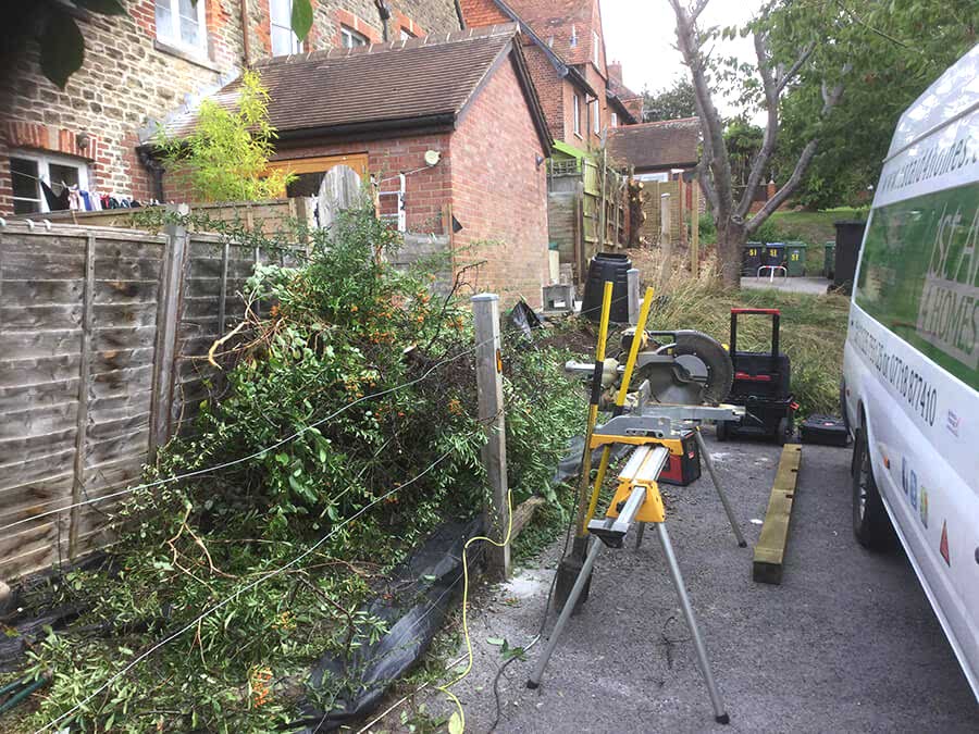 Before new fence installation