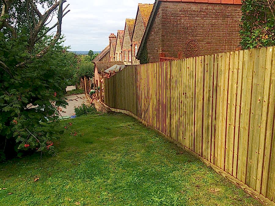 Traditional featherboard garden fence