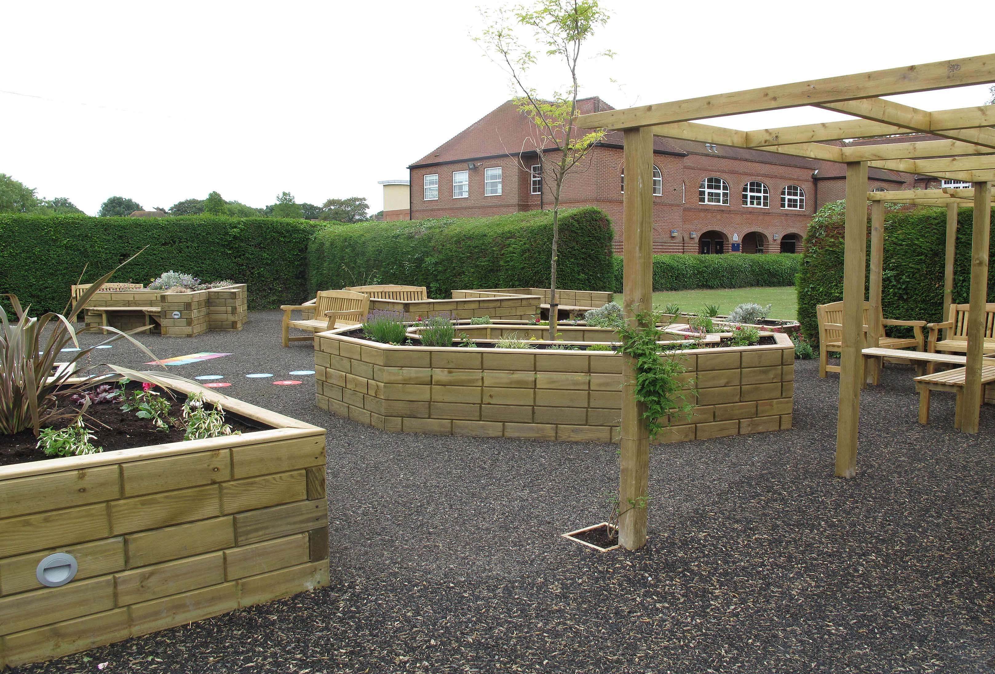 Timber Pergola and Raised Timber Flower Beds