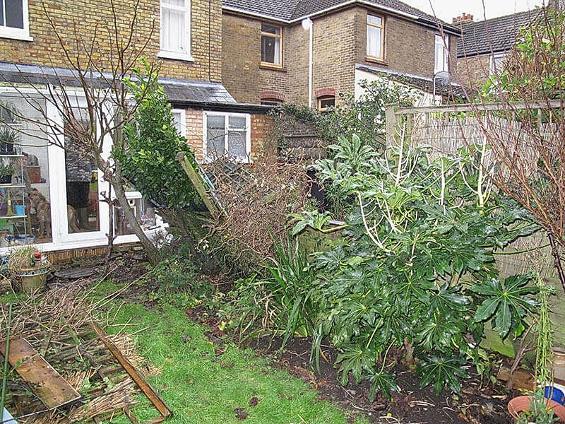 Old ruined fence in garden