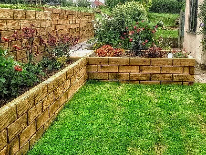 planted Jakwall timber flower beds
