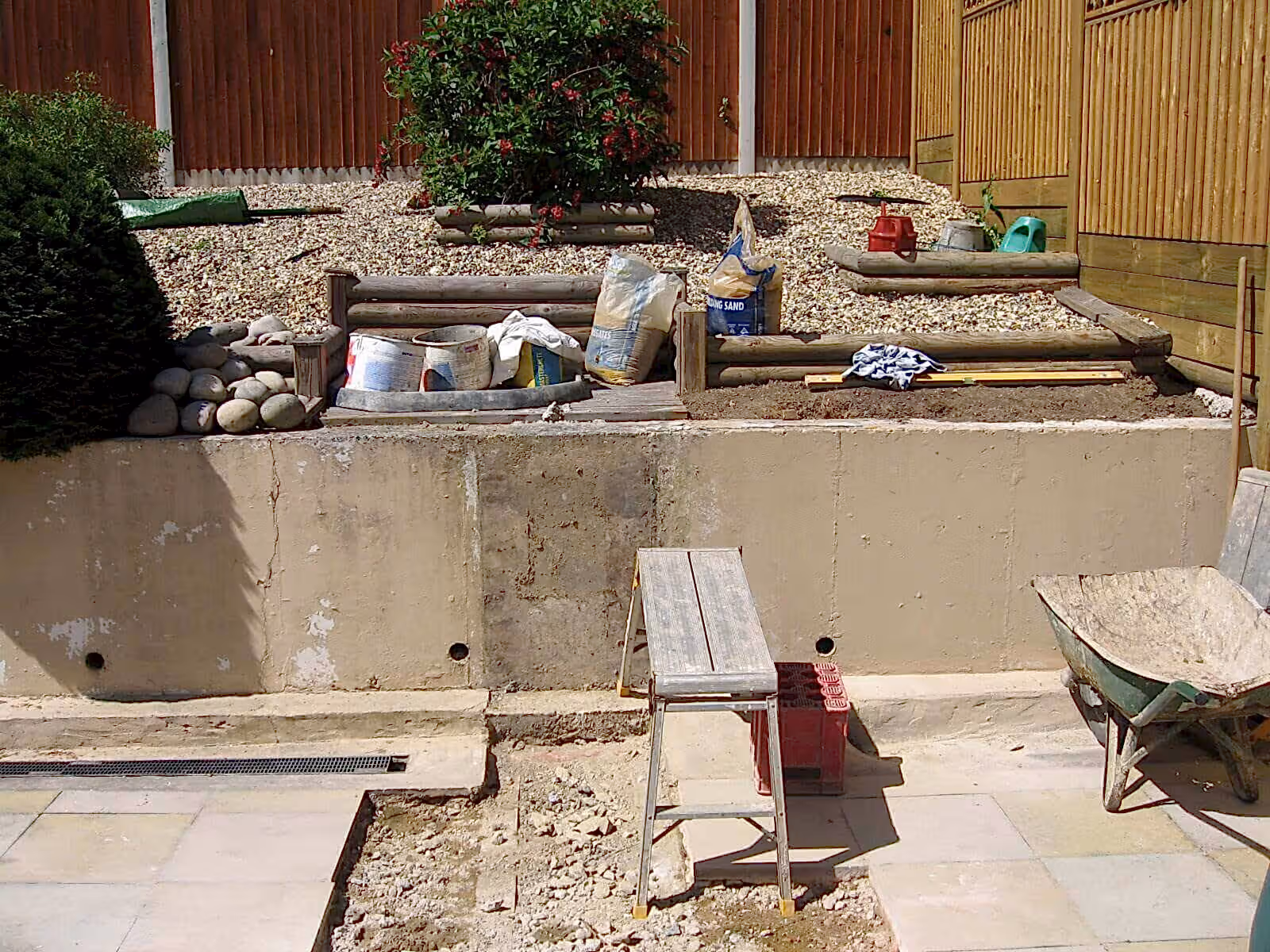 Concrete Retaining wall before Jakwall timber retaining wall