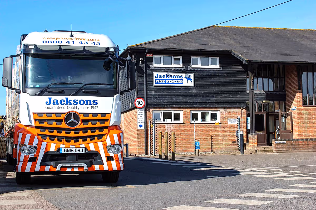 Jacksons Fencing HGV outside Ashford HQ