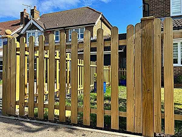 Wooden picket fence panels