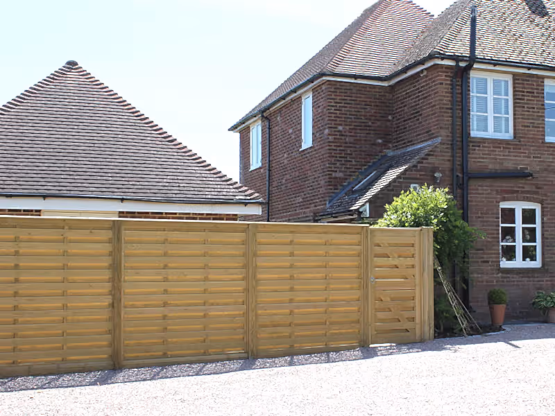 Double sided slatted fence panels