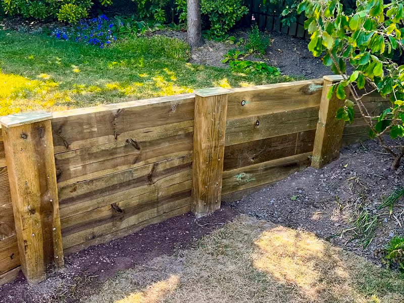 sleeper retaining wall and posts