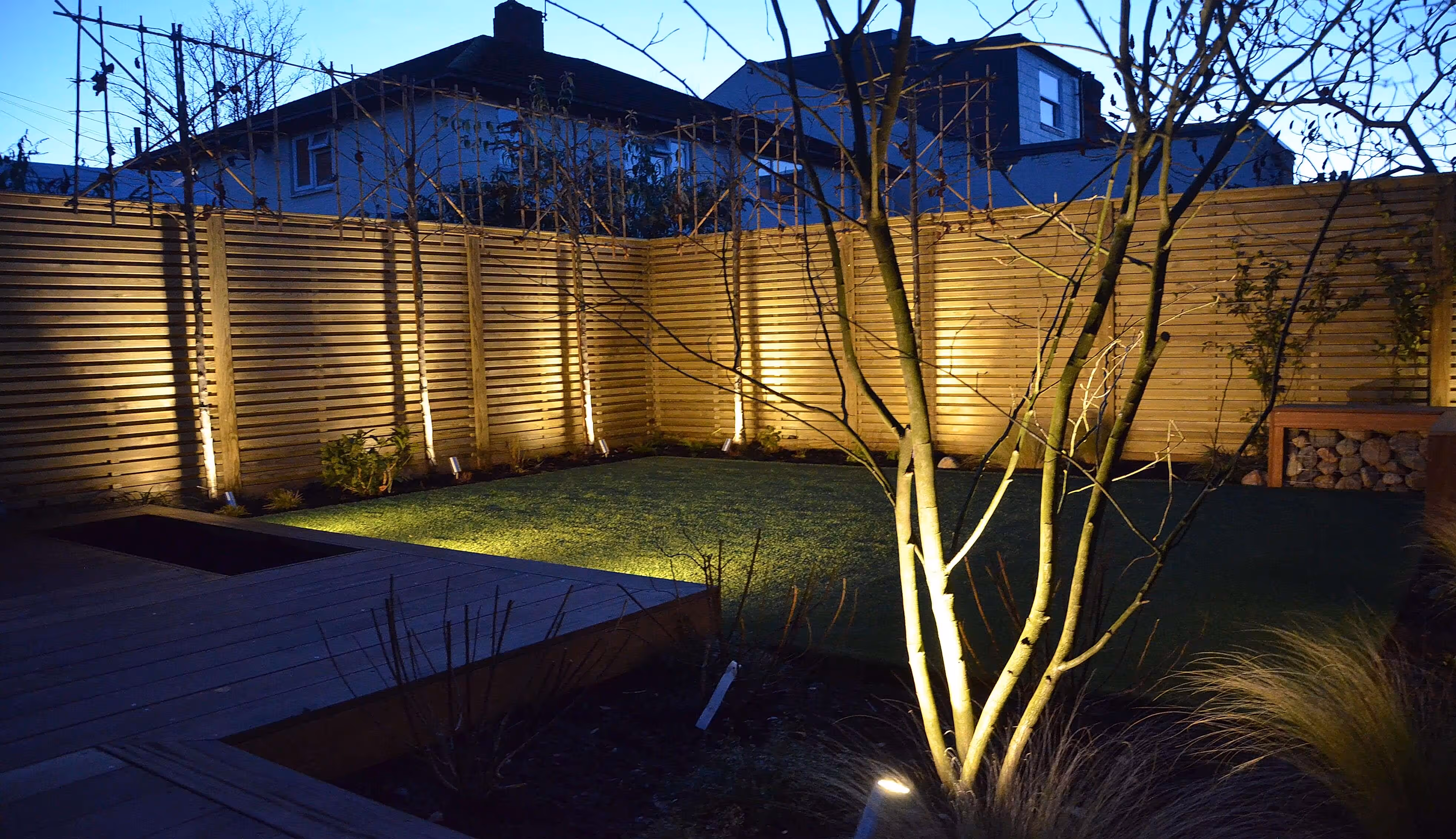 Fence panels with decorative lights