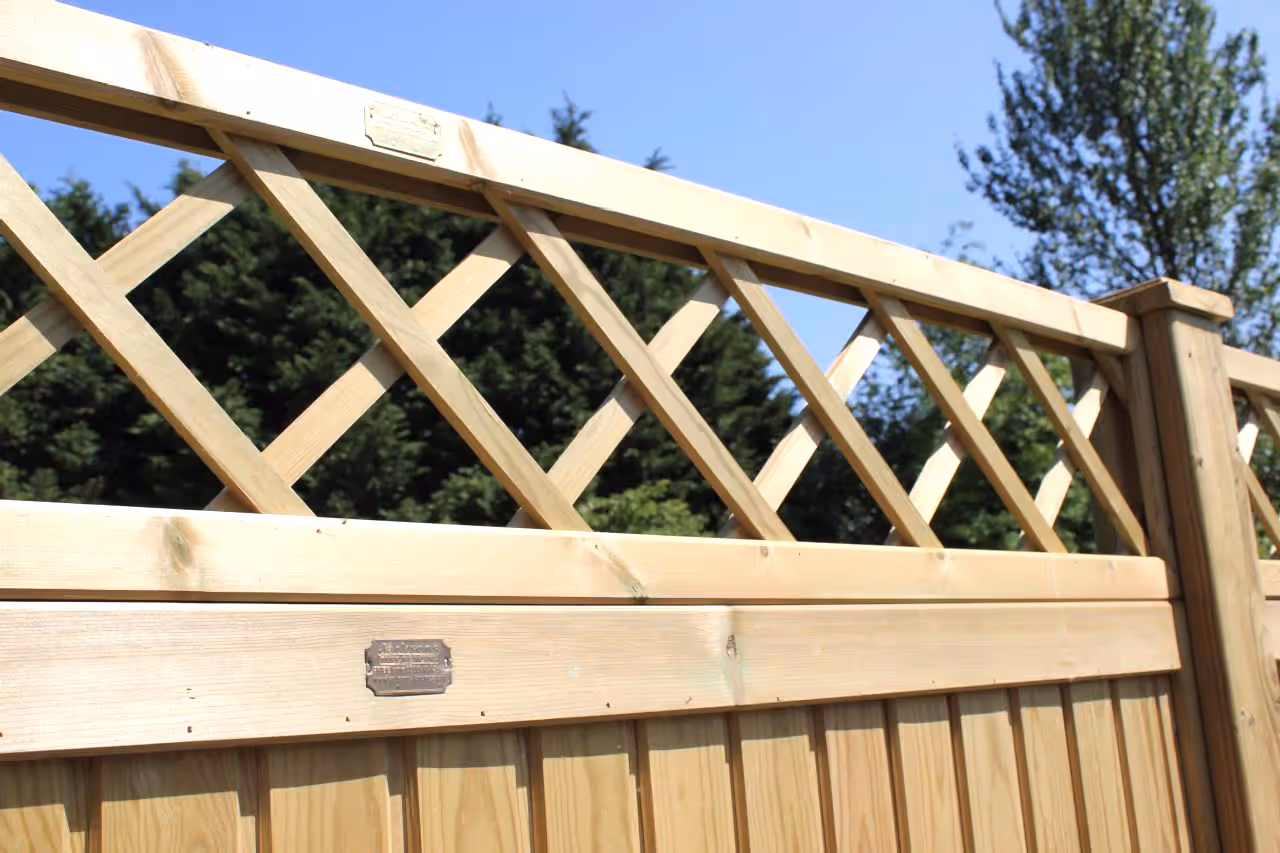 Diamond trellis topping on Tongue and Groove fencing