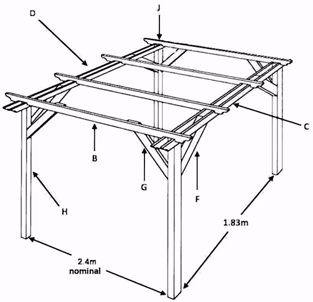 wooden pergola kit 2.4m