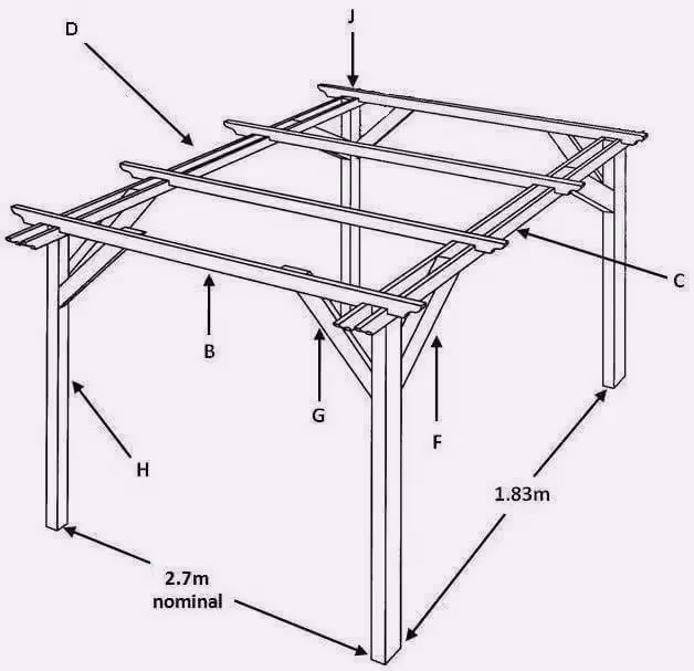 wooden pergola kit 2.7m